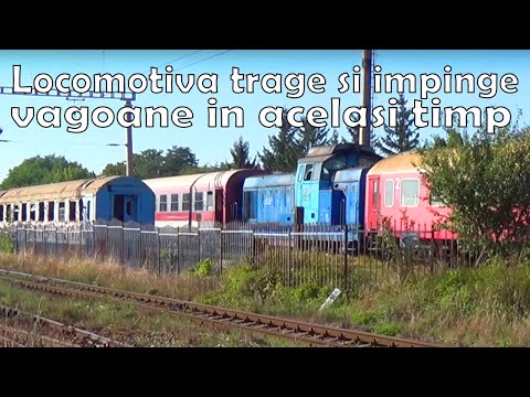 Locomotiva LDH trage si impinge vagoane in acelasi timp - 06.09.2014
