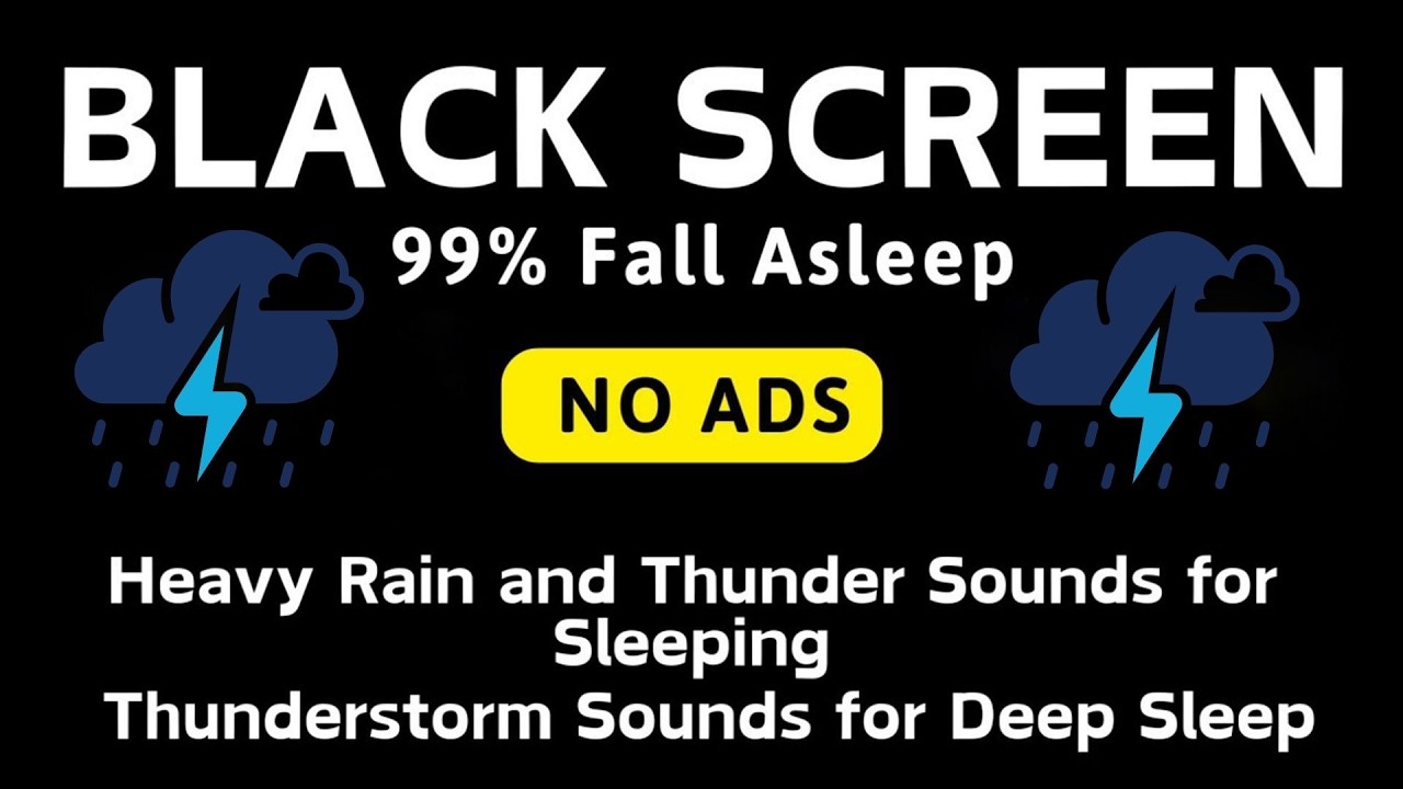 🔴 Heavy Rain and Thunder Sounds for Sleeping - Black Screen No Ads | The Sleep Sound Your Mind Needs