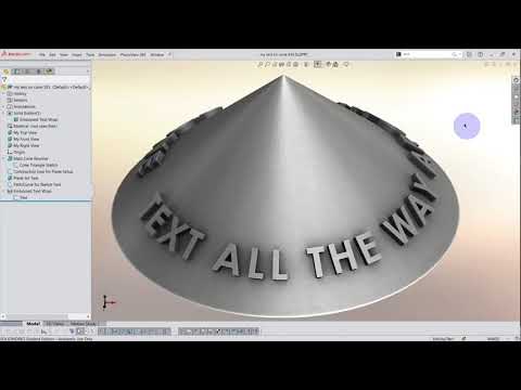 Embossed text on a cone or conical surface using SolidWorks - A quick how-to tutorial