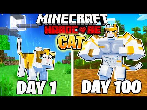 I Survived 100 DAYS as a CAT in HARDCORE Minecraft!