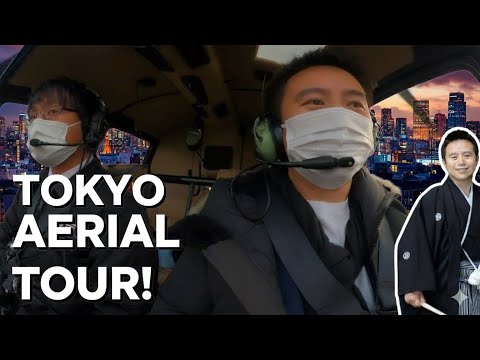 Helicopter Flight 5 Landmarks Aerial 360 view of Tokyo