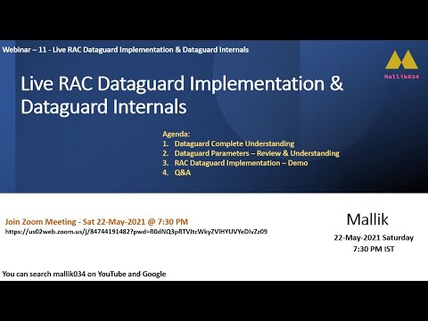 Webinar 11 Live RAC Dataguard Implementation Dataguard Internals || 2 Node RAC to 2 Node DR Build
