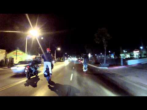 LA Nights with Redline Bikers Motorcycle Wheelies Stunts Tricks Streets