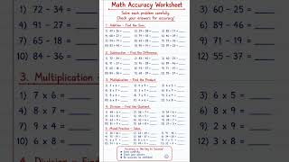 Math Accuracy Worksheet | Test Your Accuracy