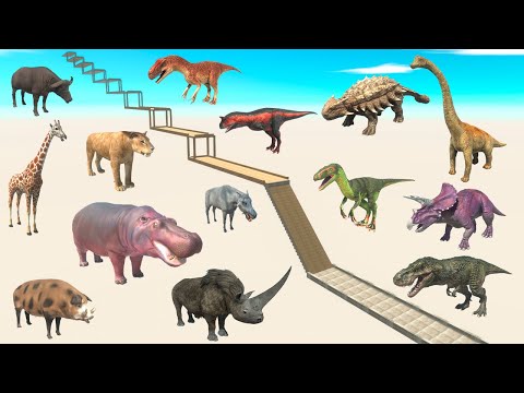 Animals vs Dinosaurs Downhill Race - Animal Revolt Battle Simulator