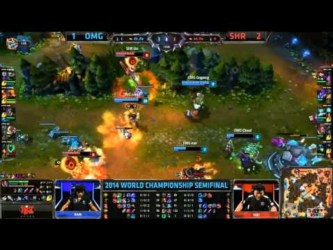 SHR Insane Agressive Botlane Dive & Teamfight - SHR vs OMG Game 4 (S4 Worlds)