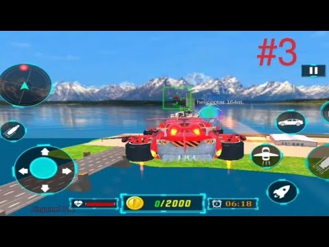 red dino car battle on the sky - dino robot tranform car games Android gameplay bagian 3
