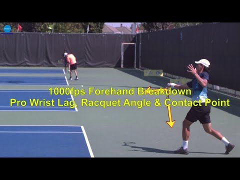 1000fps Forehand Breakdown --- Pro Wrist Lag, Racquet Angle & Contact Point