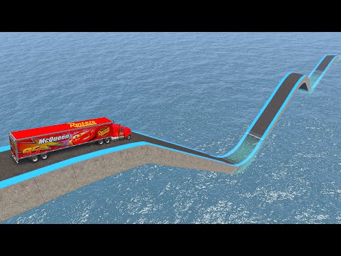 Impossible Wave Bridge Crossing Cars Vs Deep Water - BeamNG.Drive