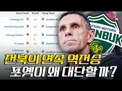 전북의 연속 극장승 포옛의 후반전 매직! 최고의 용병술과 경기운영, 포옛이 왜 대단할까?