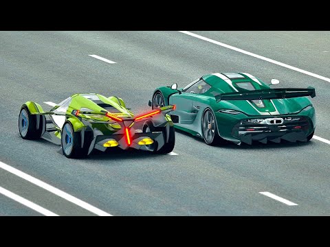 Koenigsegg Jesko Electric Concept vs Lamborghini V12 Vision GT - Drag Race 20 KM