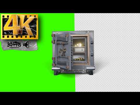 SAFE OPENING - Full of Gold and Coins | Money - Green Screen Footage 4K