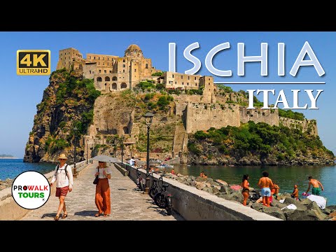 4K Ischia Ponte Walking Tour & Castello Aragonese | City Walk on the Island of Ischia, Italy
