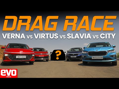 Sedan Battle: Hyundai Verna v Volkswagen Virtus v Skoda Slavia v Honda City | Drag Race | evo India