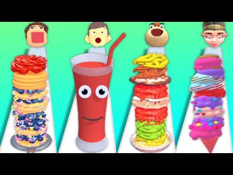 PANCAKE RUN vs JUICE RUN vs NOODLE RUN vs ICE CREAM RUNNER - Gameplay Advanced levels UPDATED