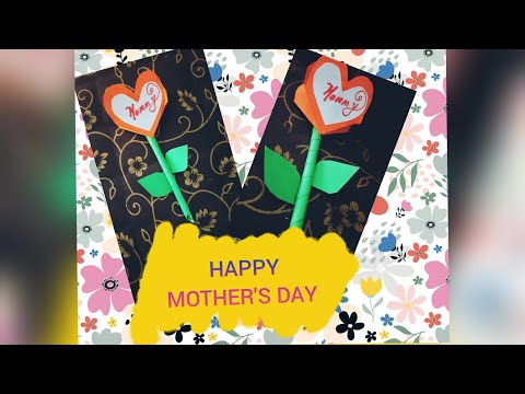 DIY Mother's day heart shaped flower card making || Easy and Beautiful || Krutika's Craftopedia