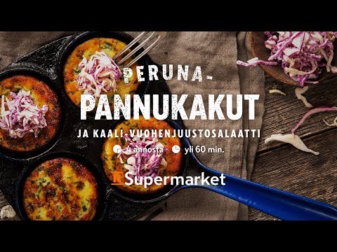 , title : 'Perunapannukakut ja kaali vuohenjuustosalaatti'