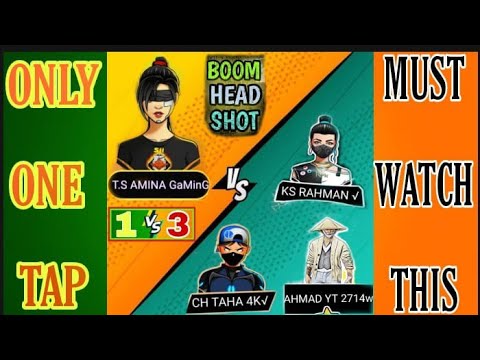 1 vs 3 Only One Tap Challenge || Ts Amina VS Pakistani 🇵🇰 Pro Players || Free Fire | Angry Mode😡
