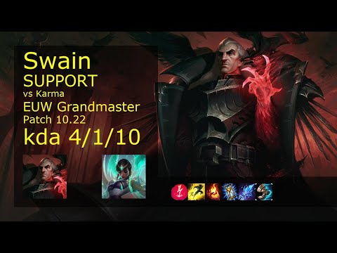 Swain Support vs Karma - EUW Grandmaster 4/1/10 Patch 10.22 Gameplay