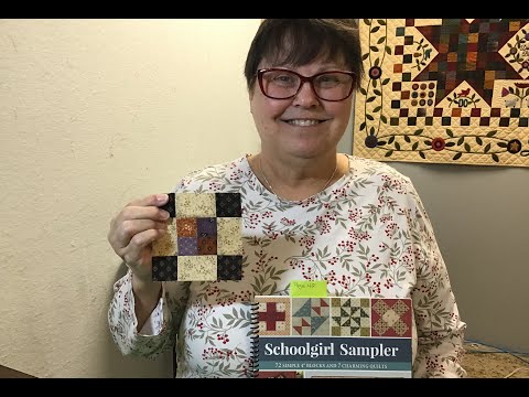 Schoolgirl Sampler Sew along block 4 four patch in a nine patch