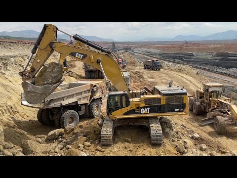 Two Caterpillar 385C Excavators Loading Caterpillar Dumpers & Trucks - Sotiriadis/Labrianidis Mining