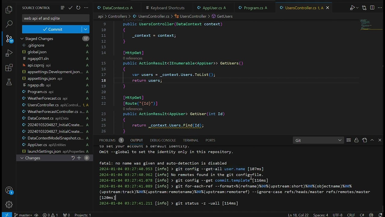 How to push asp.net web api code into github?