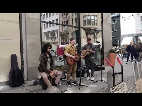 STREET MUSICIANS BAND performing in the center of Hamburg