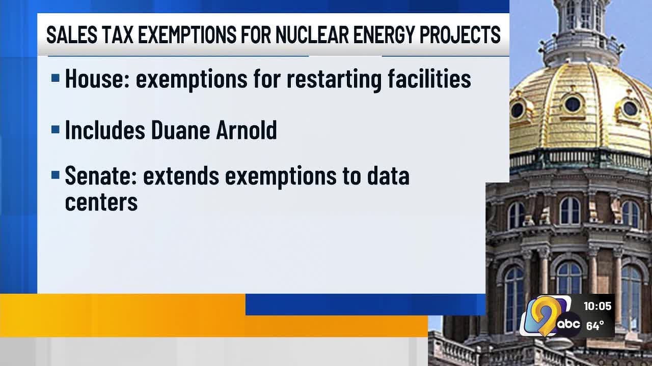 Iowa lawmakers weigh sales tax exemption for nuclear energy projects