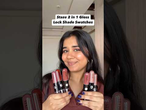 Staze 2 in 1 Gloss lock shade swatches 🎀 #staze #stazeglosslock #stazeglossswatches #glosses