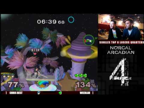 NorCal Arcadian 4 Singles Top 8 Losers Quarters Chris Best (Marth) vs Weedlar (Yoshi)