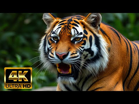 Animals Of The World 4K Asian tiger recation
