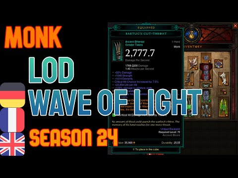 LOD WoL Monk for T16 and G91 farming - Diablo 3 Season 24