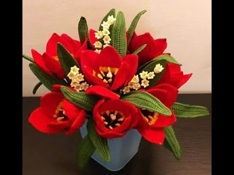 1.Lalea/Tulip inflorita crosetata-floare- Partea I