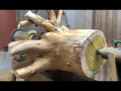 Amazing Manual Wood Turning Technique - Unique idea For a Stump On lathe