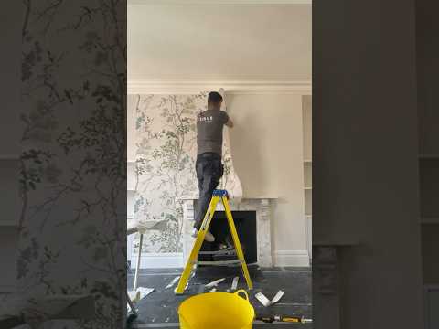Work in progress in Chelsea. Installation of beautiful Thibaut wallpaper