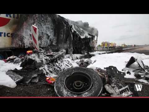 Lkw brennt auf der A3 bei Raunheim