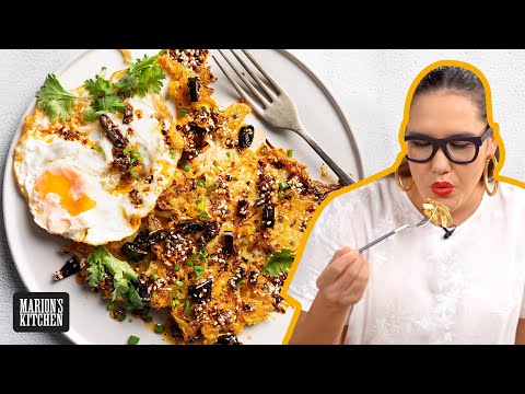 Crispy Sichuan Potato Pancakes with Chili Crisp Sauce and a Fried Egg — Marion's Hash Brown Upgrade