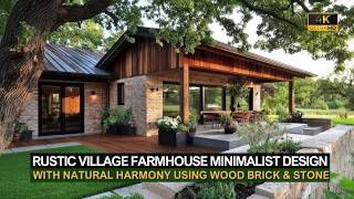 Rustic Village Farmhouse Design with Minimalist Natural Harmony Using Wood Brick and Stone