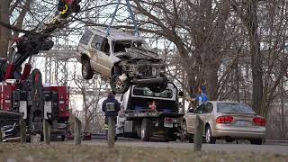 First responders pull vehicle out of Flint River