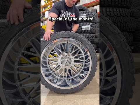 24x14 Fittipaldi FA 25 Chrome wheels mounted on 33x14.50x24 Hercules Tis tires. Deal of the month!