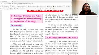 Introduction to Sociology CHAPTER 1 CLASS 11 ARTS #sociology #humannature #society