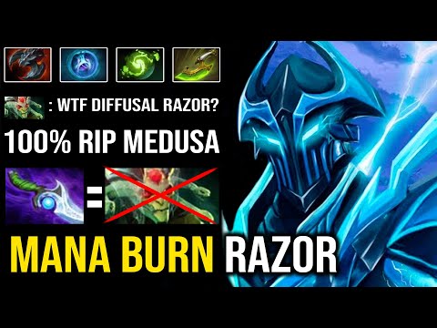 WTF 1st ITEM Diffusal Razor Shocking DPS + Mana Burn EZ Counter Medusa with Insane Hard Carry Dota 2