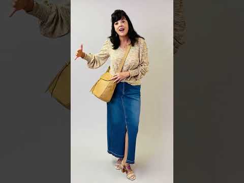 Democracy Twist Front Top and Long Denim Skirt