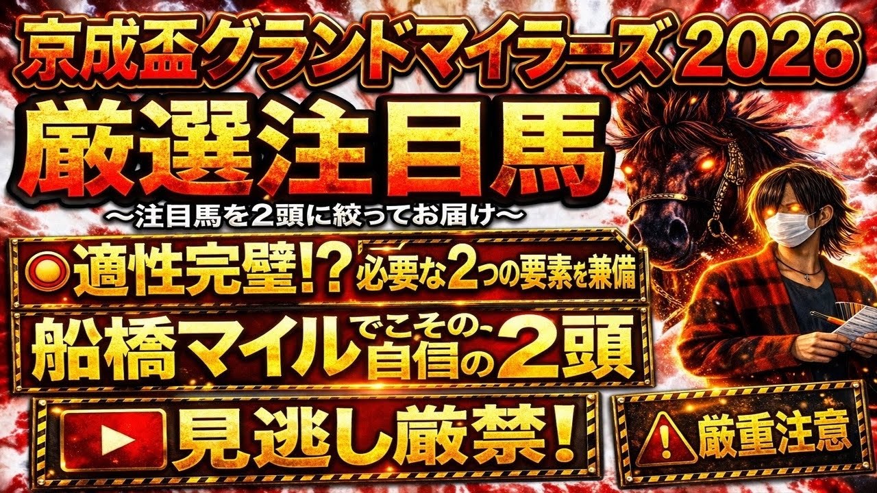 京成盃グランドマイラーズ2026 必要な2つの適性を完全に兼備！船橋マイルでこその自信の2頭を公開中！
