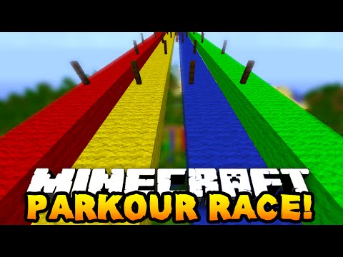 Minecraft 1v1v1 RAINBOW PARKOUR RACE! w/PrestonPlayz, Vikkstar123 & MrWoofless