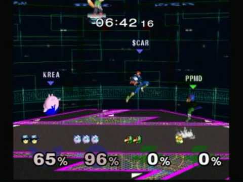 Pound 4 Dr. PeePee (Falco) & LOZR (Fox) vs. Hax (C.  Falcon) &  Darc (Jiggly Puff) 1 - SSBB