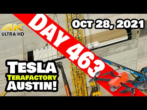 Tesla Gigafactory Austin 4K  Day 463 - 10/28/21 - Tesla TX - STAMPING PRESS EXPOSED AT GIGA TEXAS!