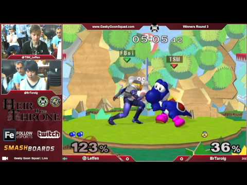 Heir2 - TSM | Leffen (Yoshi,Marth) Vs. BrTarolg (Sheik) - Winners Round 3 - Melee
