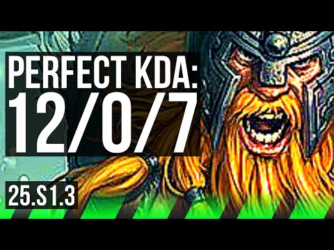 OLAF vs LEE SIN (JGL) | 12/0/7, Legendary | KR Master | 25.S1.3