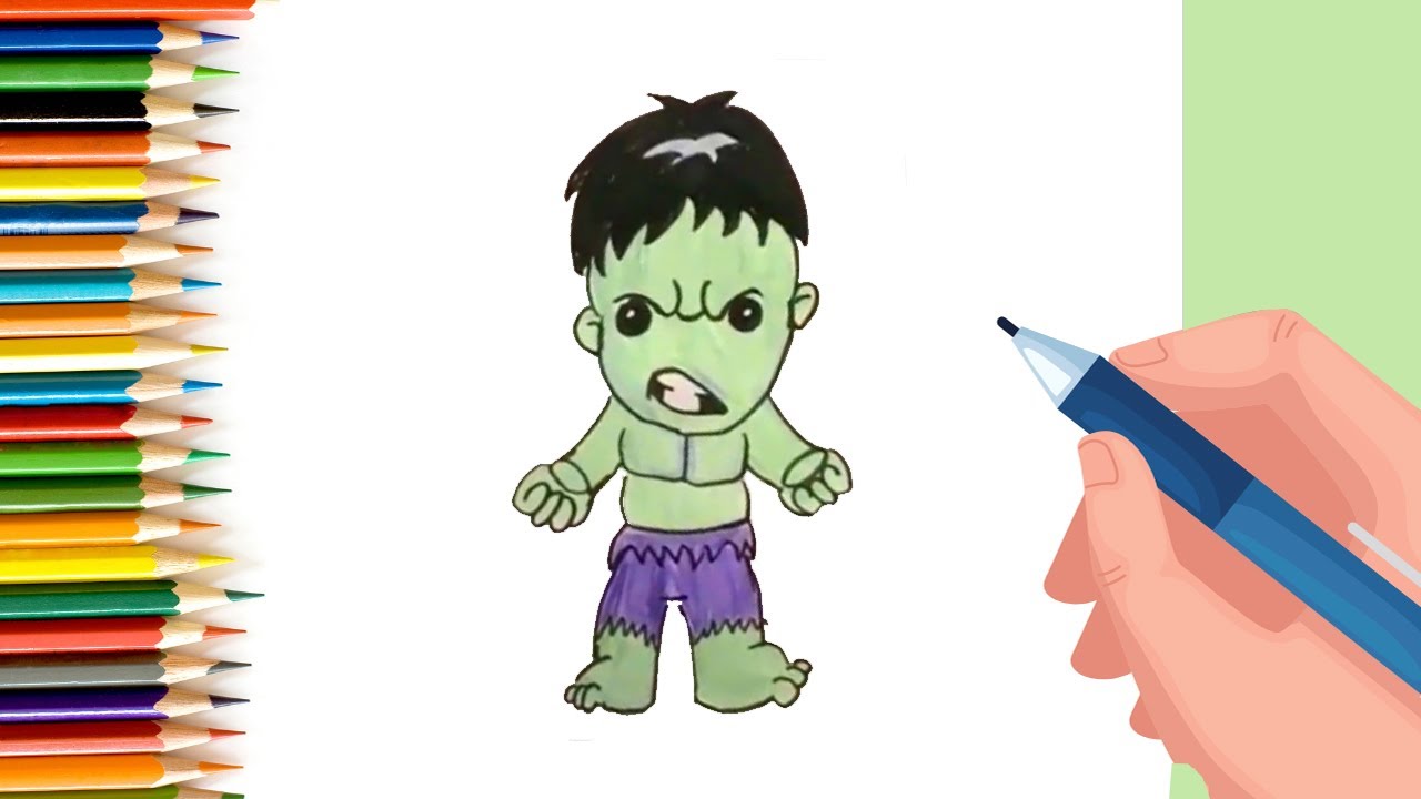 How to draw cartoon HULK for Kids